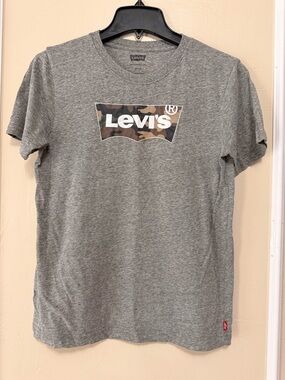 Levi's Gray Tee with Camo Logo